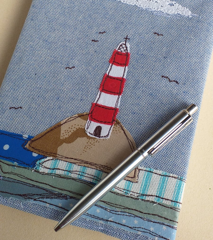 Notebook Cover with Embroidered Lighthouse