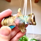 Hanging ceramic golden eagle