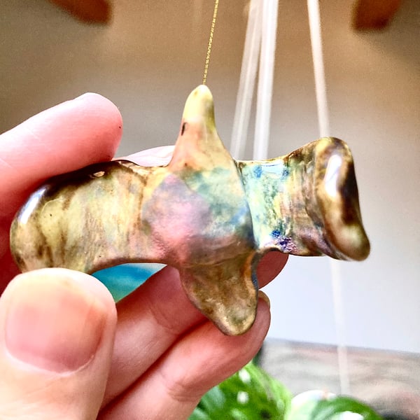 Hanging ceramic golden eagle