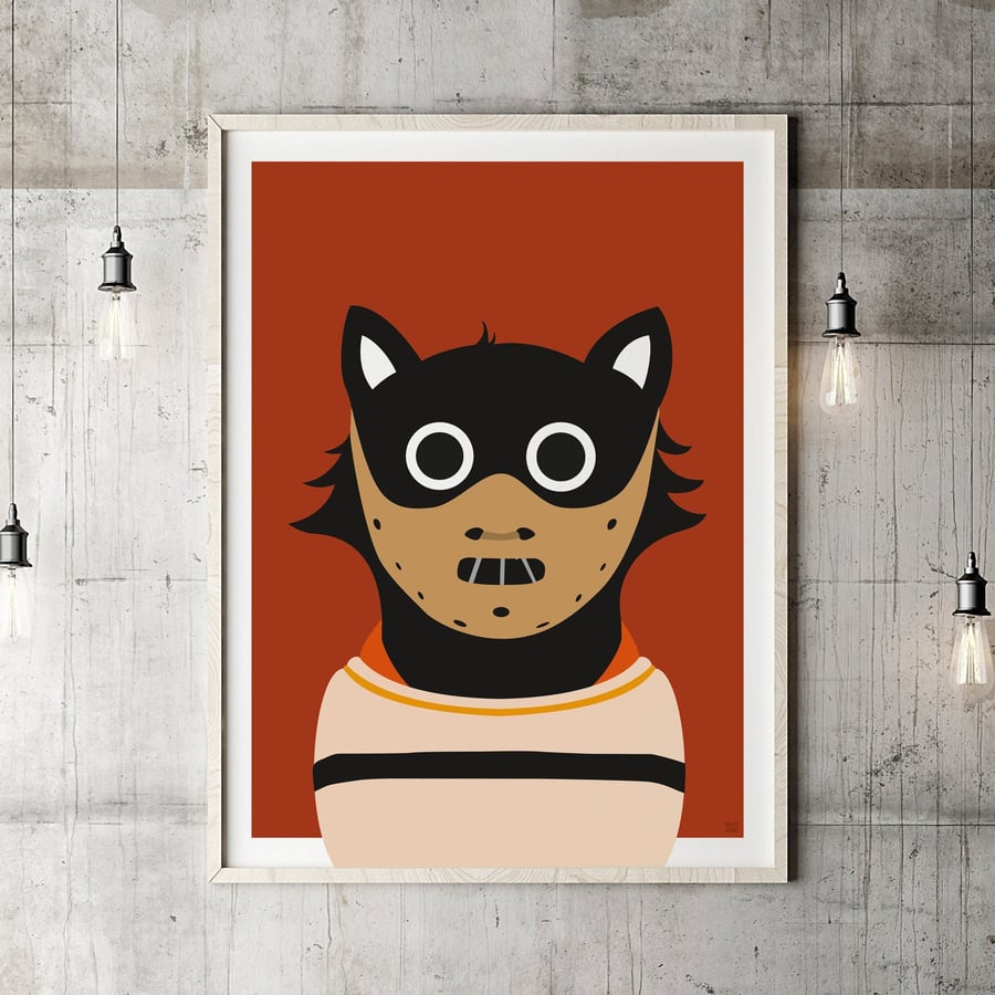 Hannibal Wall Art Print, Movie Print, Silence of The Lambs, Halloween, Cat Art