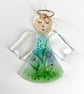 Hanging Glass Angel with Pretty Pastel Flowers