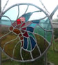 Stained Glass Suncatcher. Circular Butterfly, Multi Coloured Glass.  - Image 1