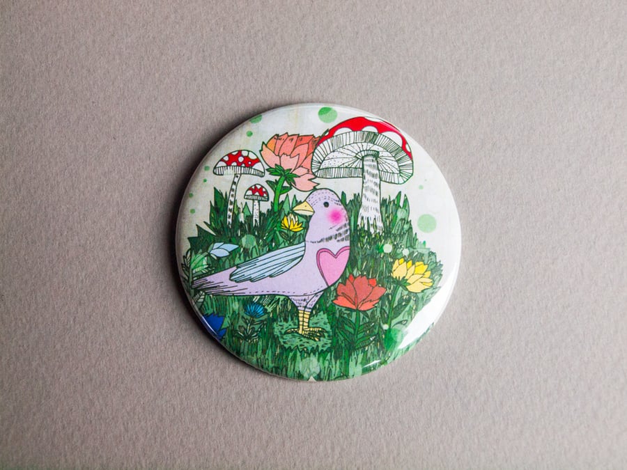 Woodland Bird Pocket Mirror - Gift Idea - Present - Birthday - Magical 