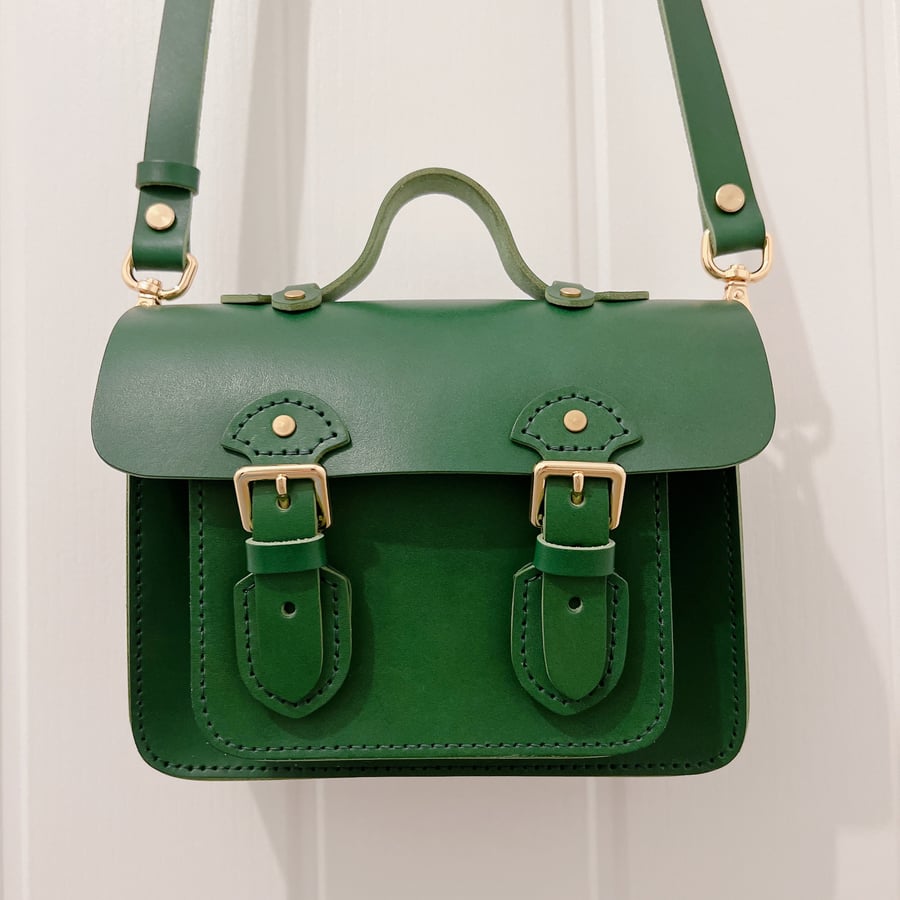 Dark Green Leather Satchel Leather Bag Small Satchel Handmade Leather  Satchel