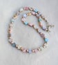 Pastel multicoloured mother of pearl flowers and freshwater pearl necklace 
