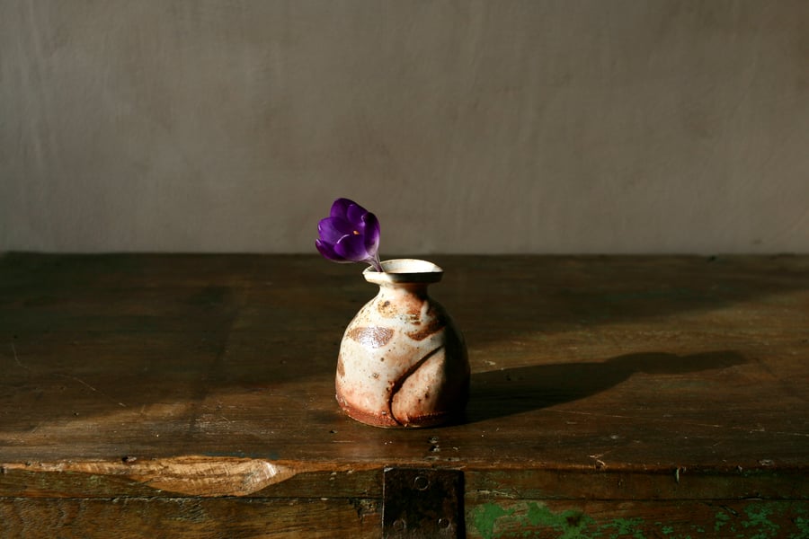 Wood fired bottle vase - small, ceramic vase, tokkuri, ceramic bottle, bud vase