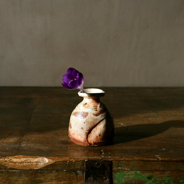 Wood fired bottle vase - small, ceramic vase, tokkuri, ceramic bottle, bud vase