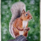 'A Squirrel's Treasure' Red Squirrel Acrylic Painting