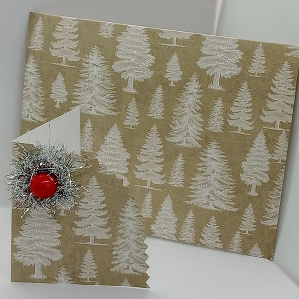 Christmas tree carded wrapping envelope with gift tag