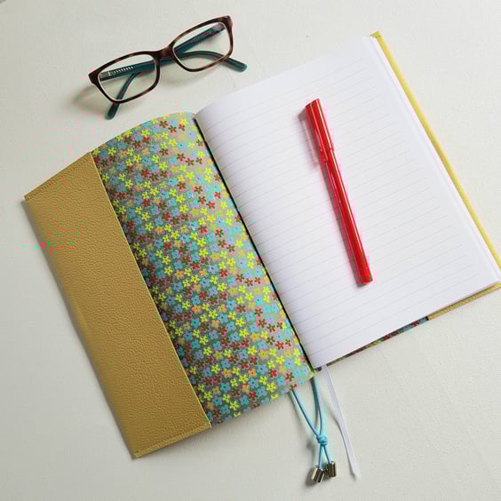 Daisy Journal or Planner, Hand Bound in Yellow Leather, Project Journal or BUJO