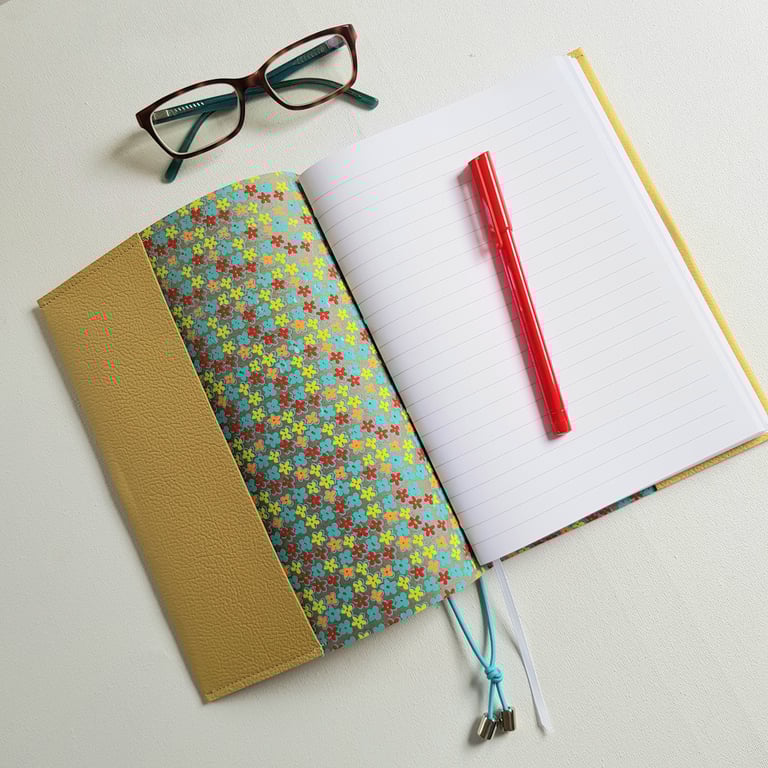 Daisy Journal or Planner, Hand Bound in Yellow Leather, Project Journal or BUJO