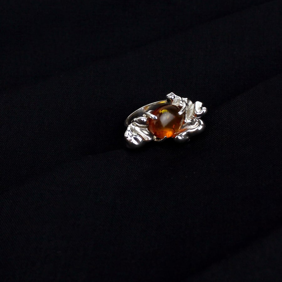 Sterling Silver and Amber Ring.