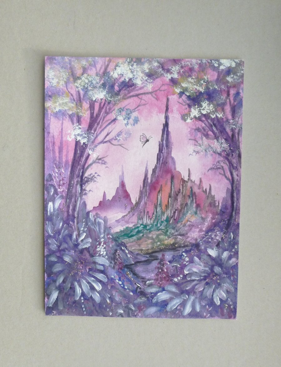 fantasy art original painting with glitter ( ref F 736 B2 )