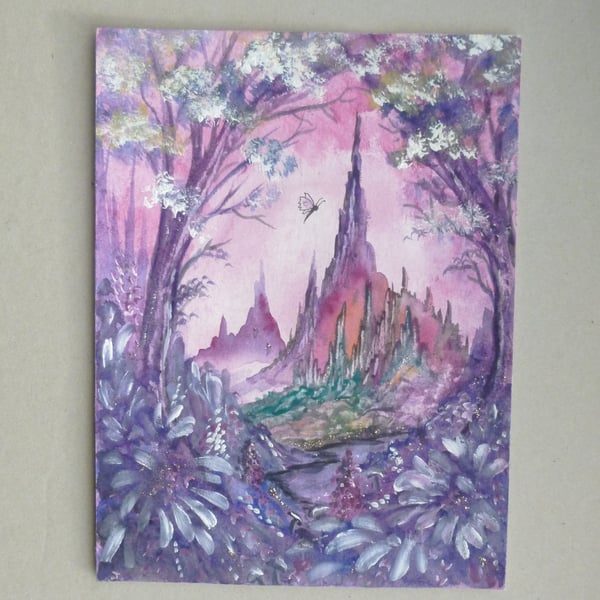 fantasy art original painting with glitter ( ref F 736 B2 )