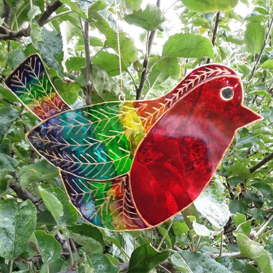 Rainbow Robin Suncatcher Window Hanging Decoration 