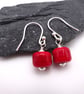 red lampwork glass earrings - Image 1