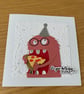 Handmade Birthday Monster Card – Pizza Party Fun - Image 2