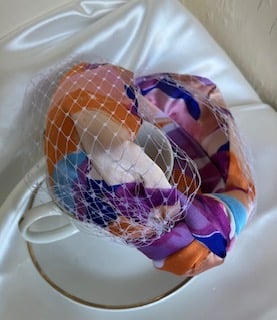 Clarissa - Pastal Print with Netting 40s Style Turban Headband 