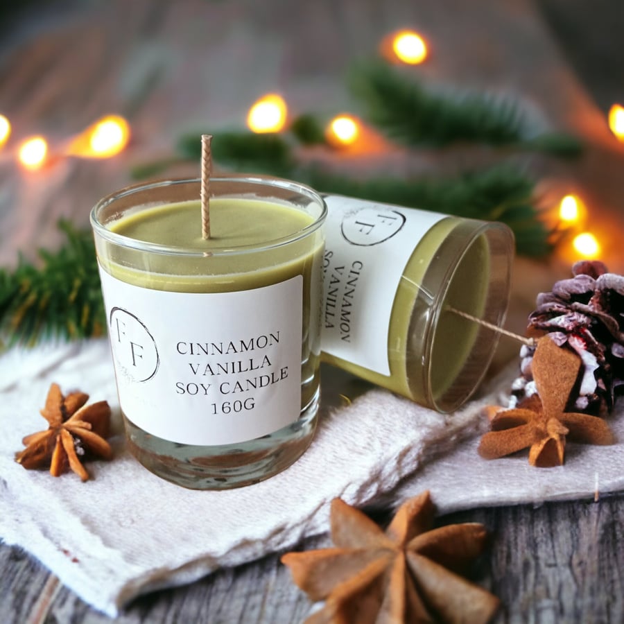 Cinnamon Vanilla Scented Candle Handmade with Pure Soy Wax