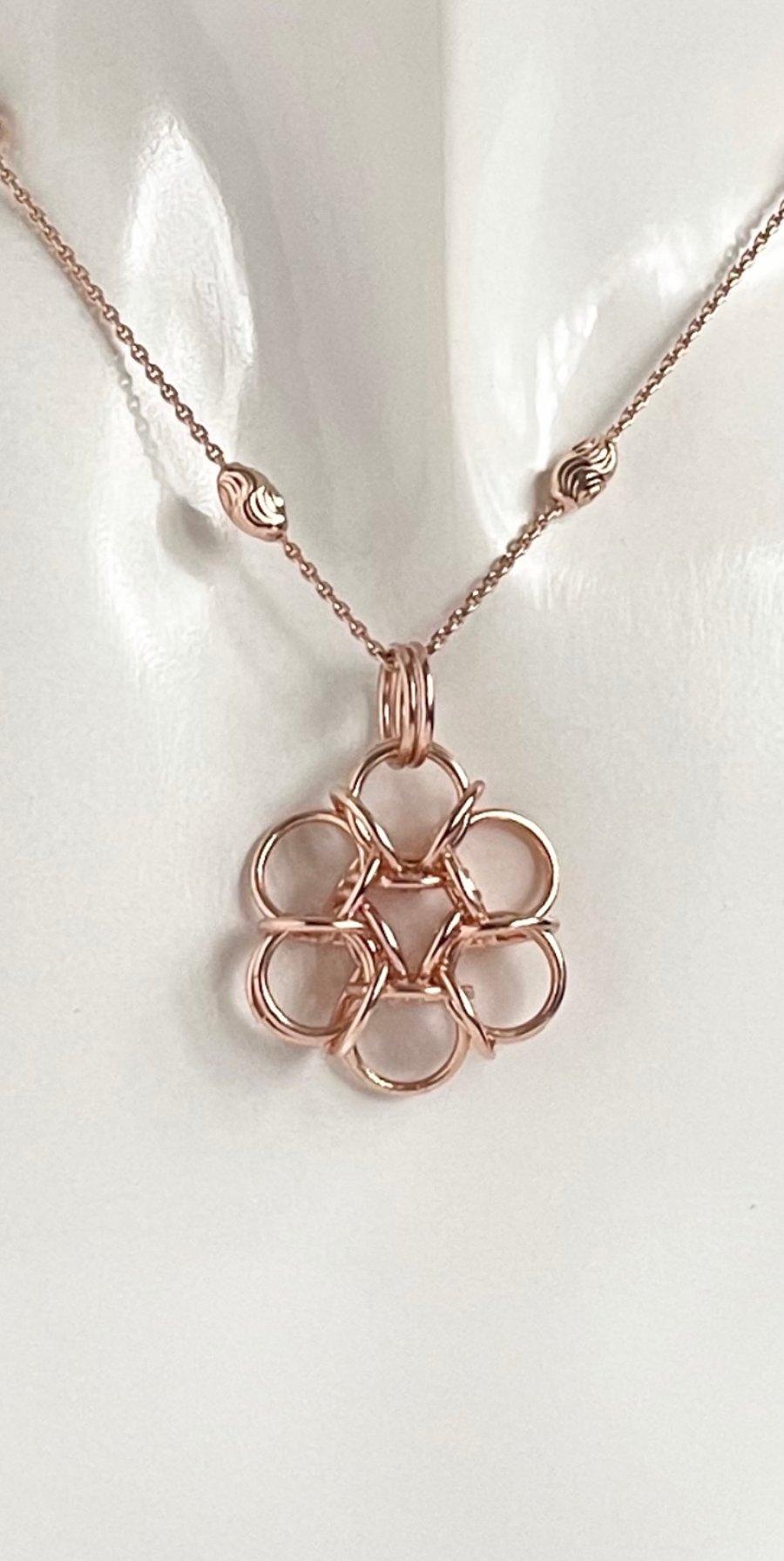Rose Gold Sterling Silver Chainmaille Pendant and necklace “Last One Available”