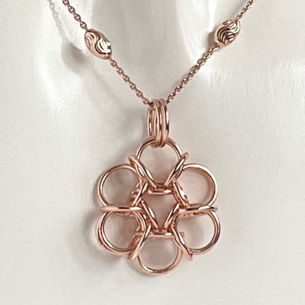 Rose Gold Sterling Silver Chainmaille Pendant and necklace “Last One Available”