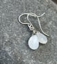 Natural Gemstone Moonstone Earrings, Sterling Silver Dangles, White Briolette 