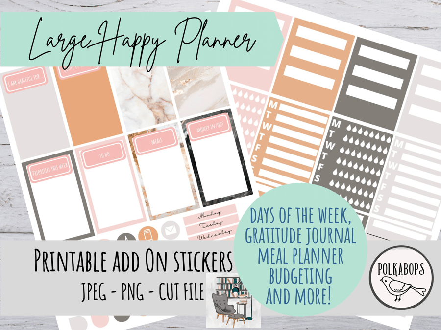 ADD ON Large Happy Planner Vertical Planner Stickers Printable