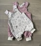 Forest Animals and Hearts stretchy Romper (reversible)- 0-3 & 3-6 months 