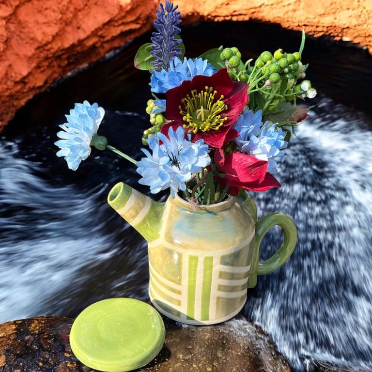 Hand-Thrown Small Teapot Vase