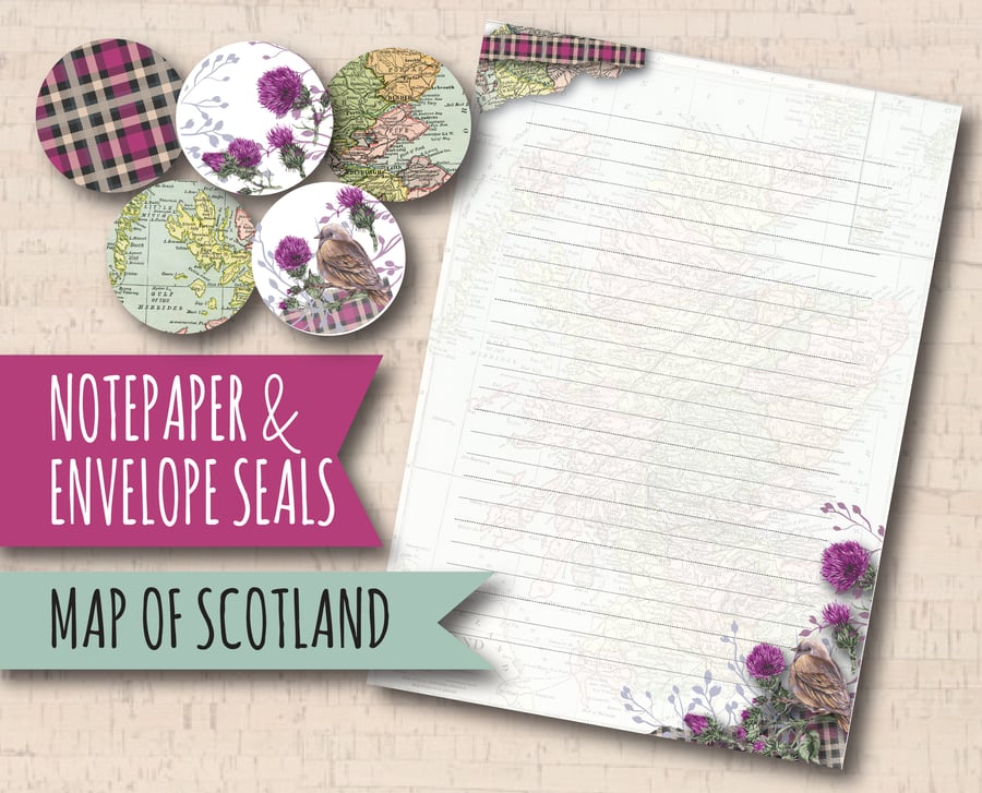 Letter Writing Paper Map of Scotland