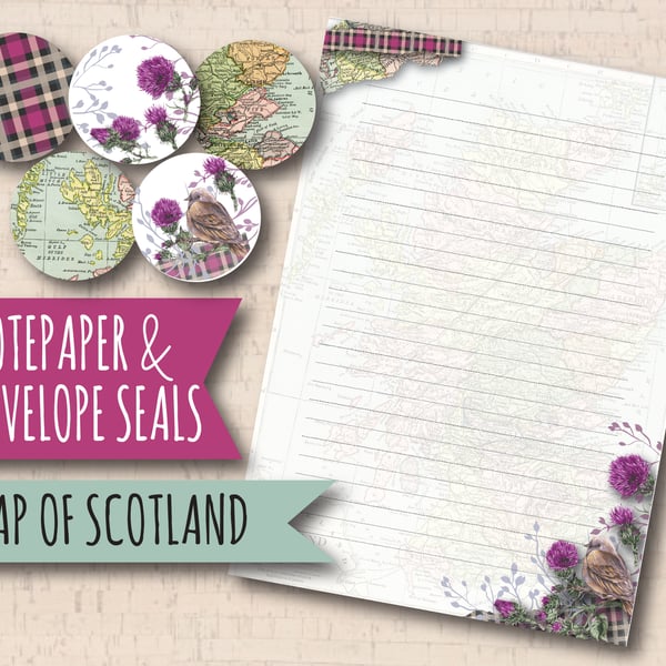 Letter Writing Paper Map of Scotland