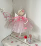 Pretty ping ballerina flower fairy ornament , keepsake fairy doll , nursery 