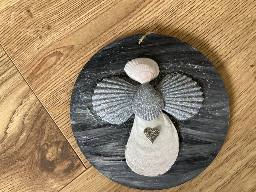 ANGEL SHELL ART ON SLATE GIFT CHRISTMAS 