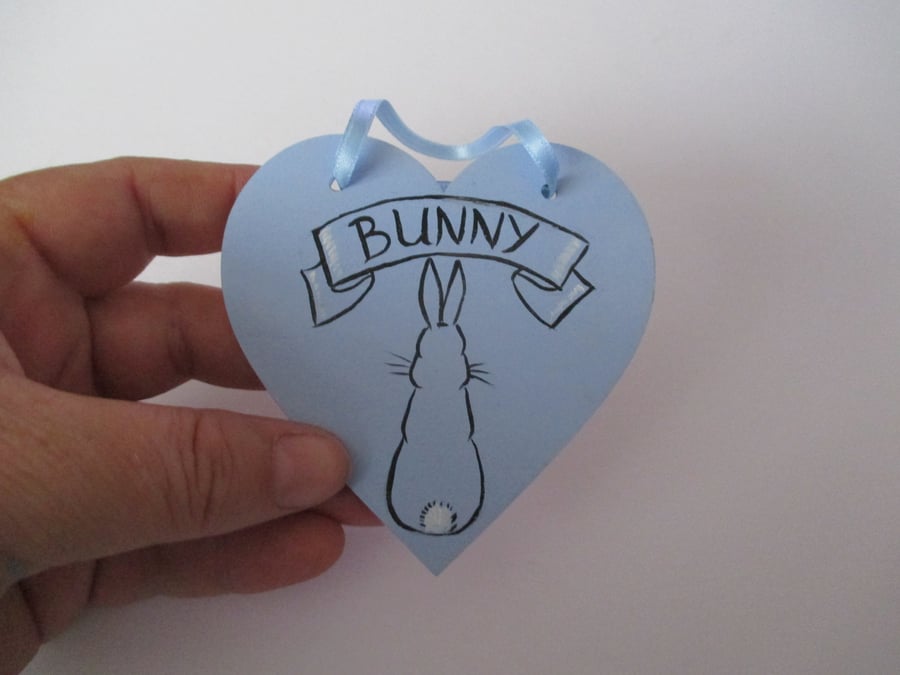Bunny Rabbit Heart Hanging Decoration Tattoo Style Design Art