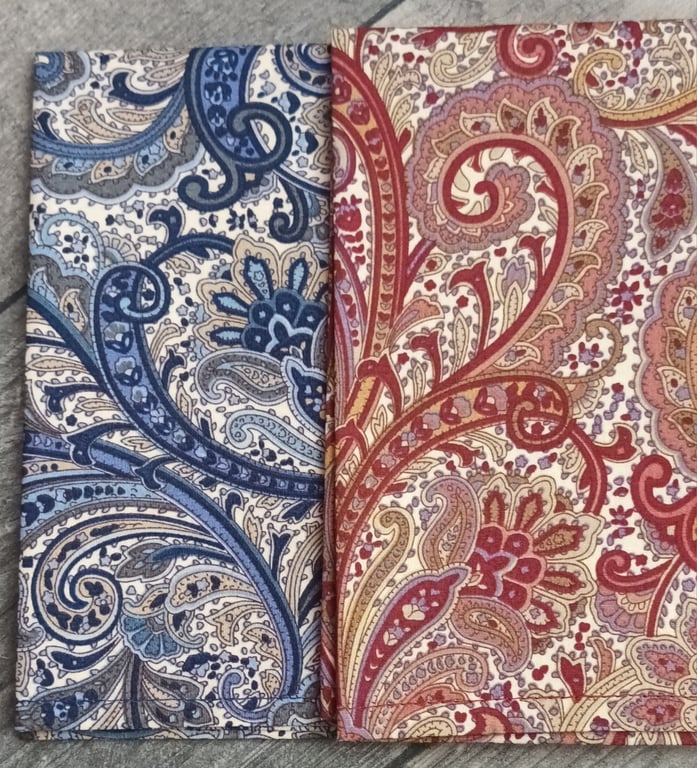 Pair Of Men's Paisley Handkerchiefs, Red And Blue With Free Delivery.