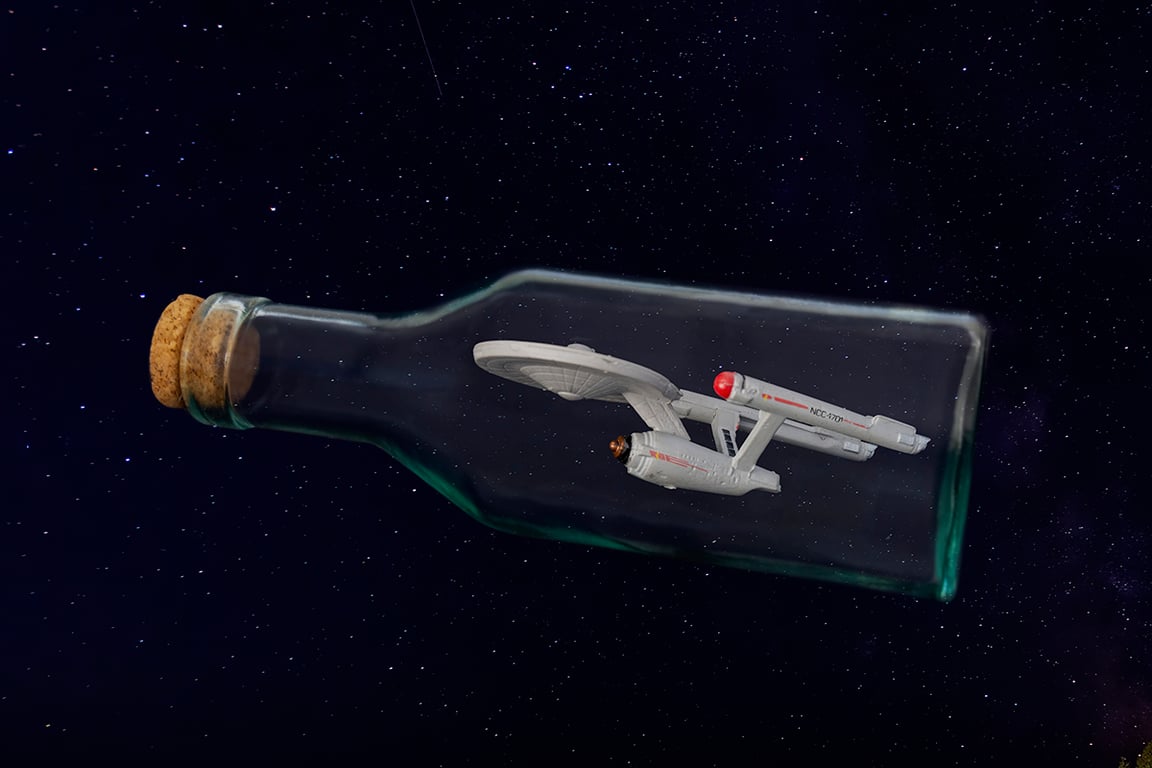 Ship in a bottle print