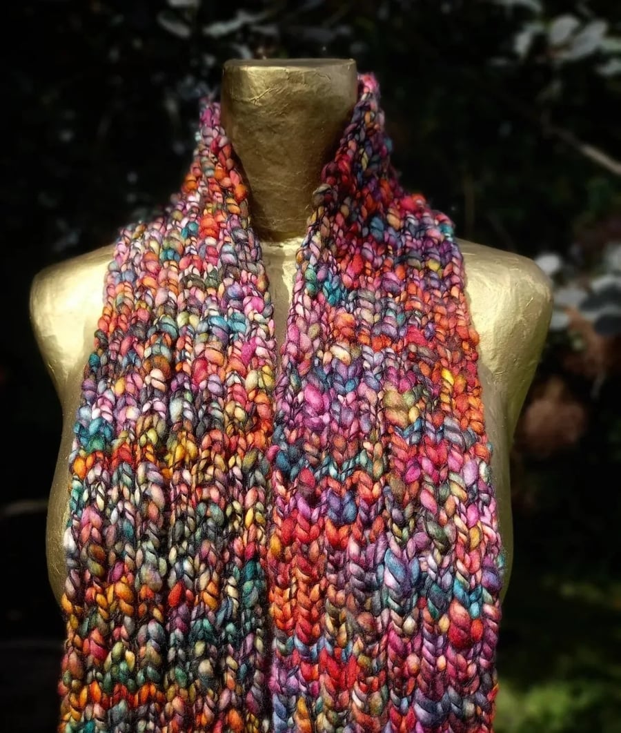 Ribbed Merino scarf called 'Autumn'