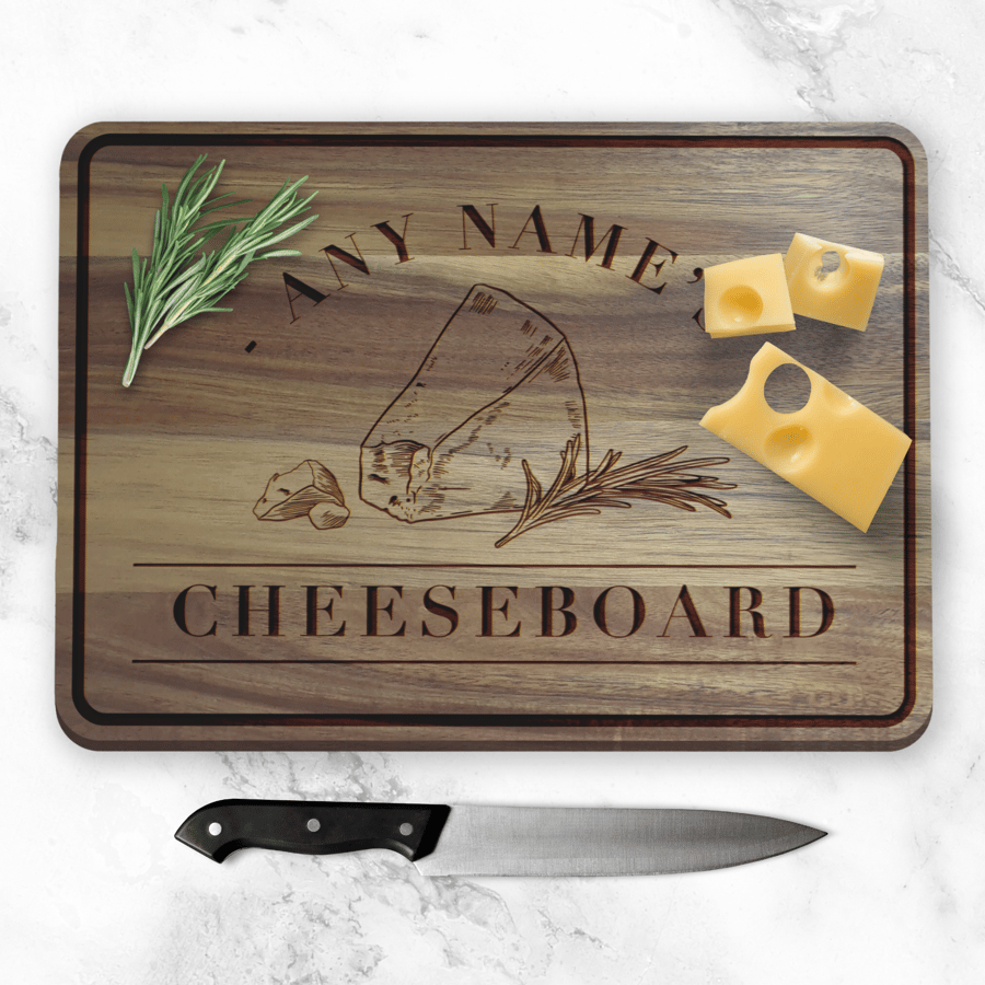 Personalised Cheeseboard - Cheese & Rosemary: Custom Name Cheese Lover Gift
