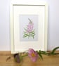 Original Lino print floral Rose Bay Willow Herb