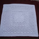 Hand Knitted Baby Shawl Or Blanket In Pure White Soft Yarn (A711)