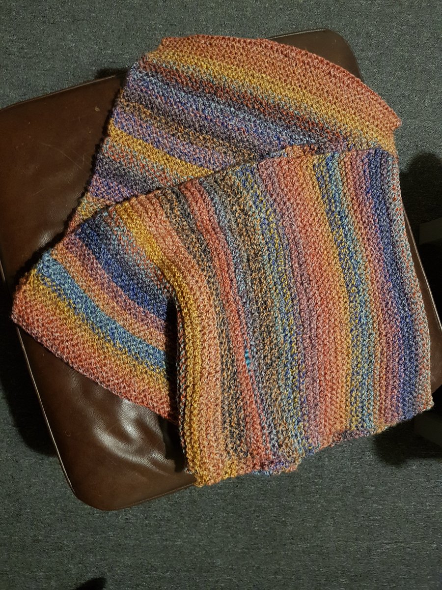 Multicoloured striped autumnal rainbow scarf