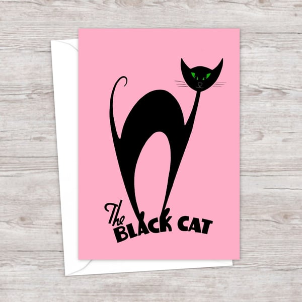 Atomic Black Cat Greeting Card: Good Luck Card (107)