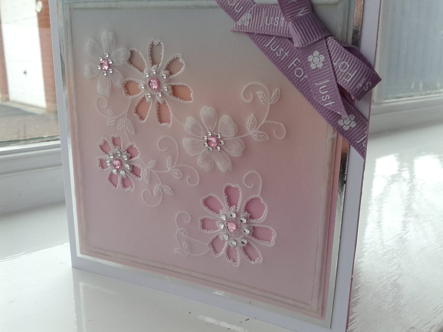 Just for you delicate floral parchment card