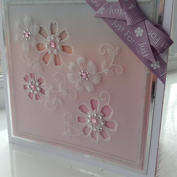 Just for you delicate floral parchment card