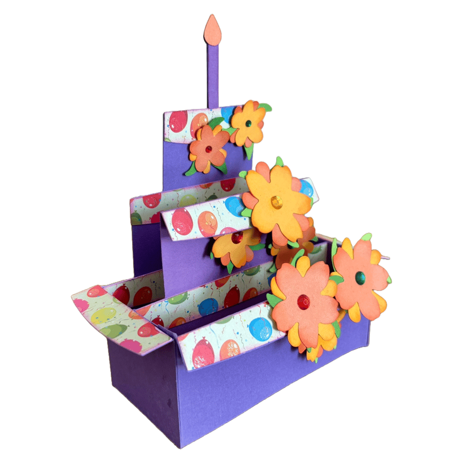 3D Three Tiered Birthday Cake and Candle Pop Up Box Card, Children's Card