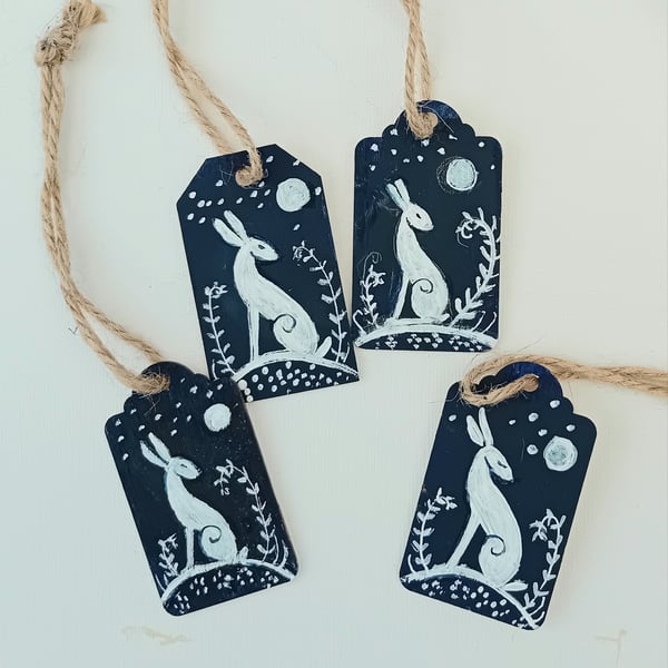 Gift tags with hares