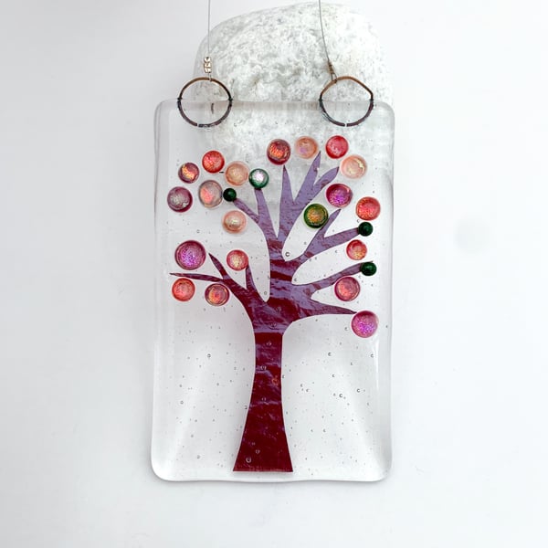 Seconds Sale - Fused Glass Autumnal Tree Hanging - Handmade Glass Suncatcher