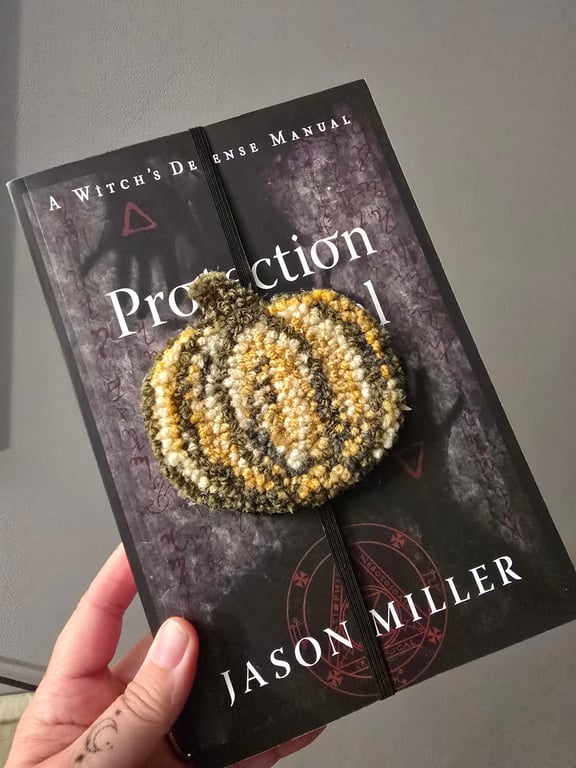 Autumn Halloween pumpkin punch needle bookmark