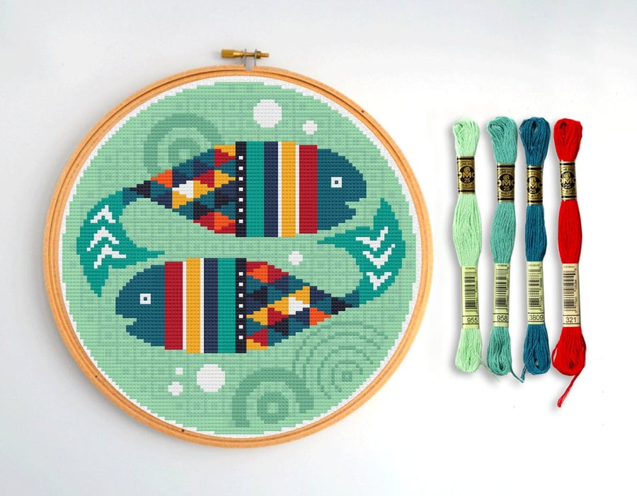 010C - Pisces - Horoscope - Zodiac Series - Cross Stitch Pattern