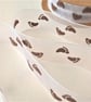 White and brown footprint new baby organza ribbon, 3 metres, 22mm wide - Image 2